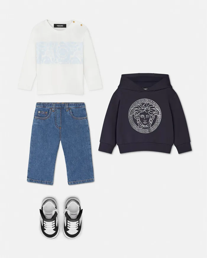 Knitwear and Sweatshirts Kids Versace Medusa Baby Hoodie Blue