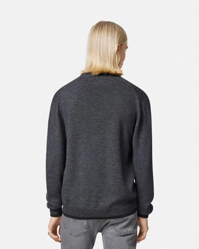 Knitwear Men Versace Milano Stamp Cardigan Gray