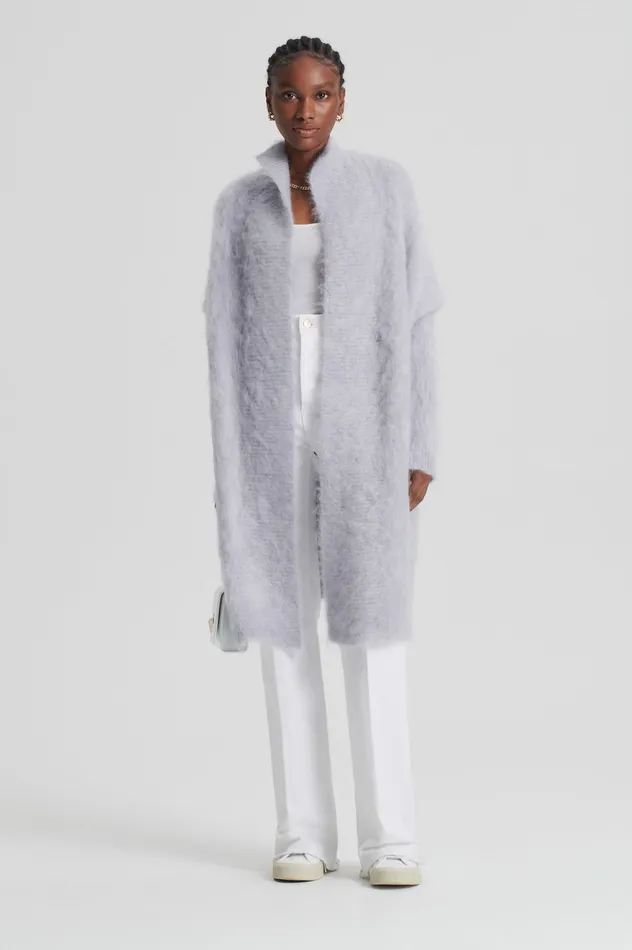 Knitwear Scanlan Theodore Women BRUSHED MOHAIR CARDIGAN 3 PALEGREY