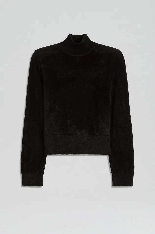 Knitwear Scanlan Theodore Women VELVET SHOULDER PAD SWEATER BLACK