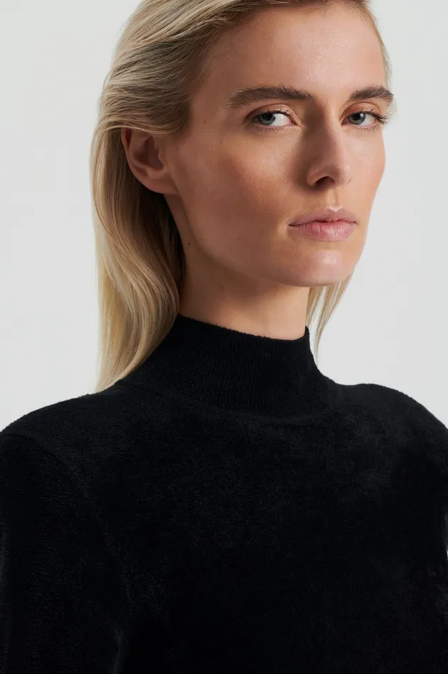 Knitwear Scanlan Theodore Women VELVET SHOULDER PAD SWEATER BLACK