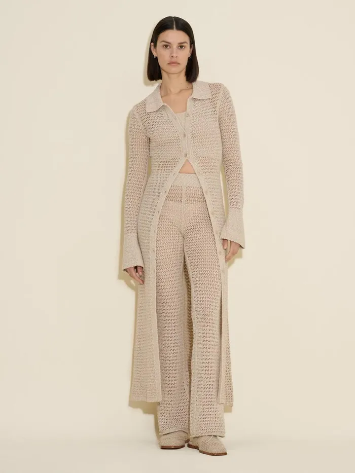 Knitwear Women Holzweiler Cenci Crochet Knit Trousers Sand Mix