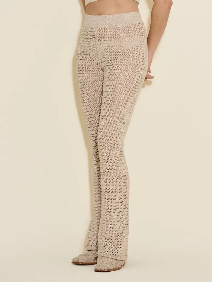 Knitwear Women Holzweiler Cenci Crochet Knit Trousers Sand Mix