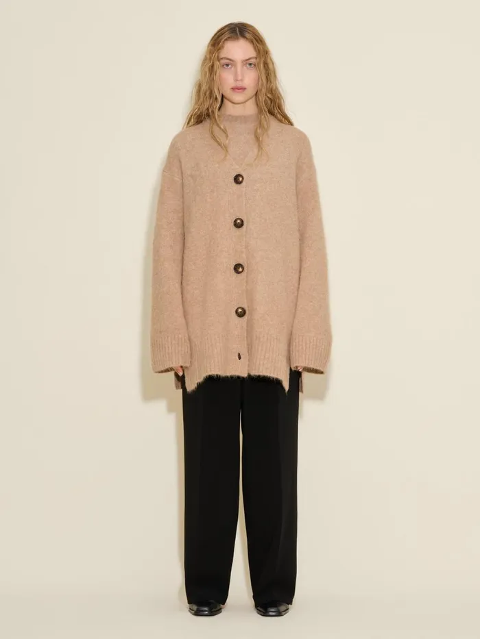 Knitwear Women Holzweiler Passage Fluffy Knit Cardigan Beige