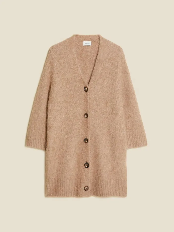 Knitwear Women Holzweiler Passage Fluffy Knit Cardigan Beige