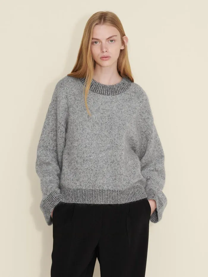 Knitwear Women Holzweiler Tine Knit Crew Neck Dk Grey Mix