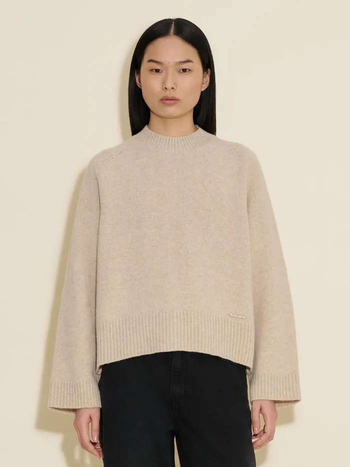 Knitwear Women Holzweiler W Lambswool Knit Crew Sand