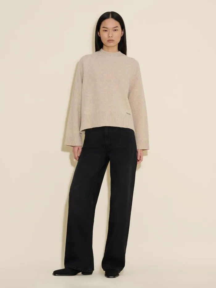 Knitwear Women Holzweiler W Lambswool Knit Crew Sand
