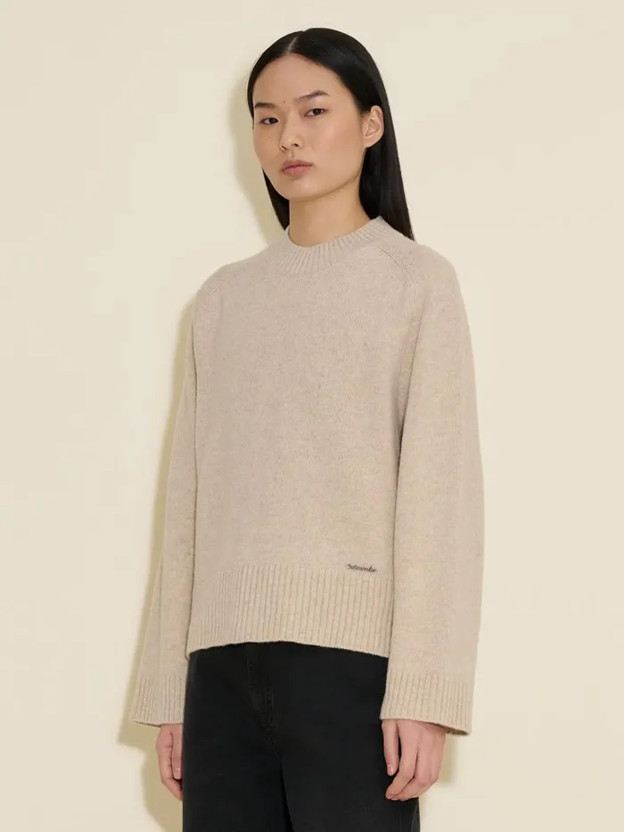 Knitwear Women Holzweiler W Lambswool Knit Crew Sand