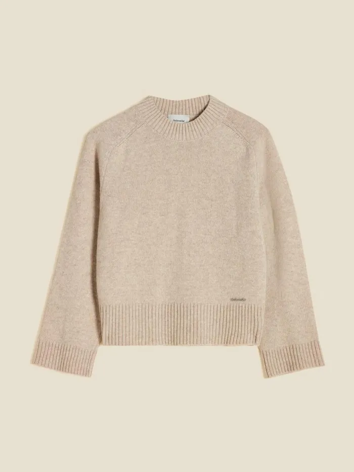 Knitwear Women Holzweiler W Lambswool Knit Crew Sand