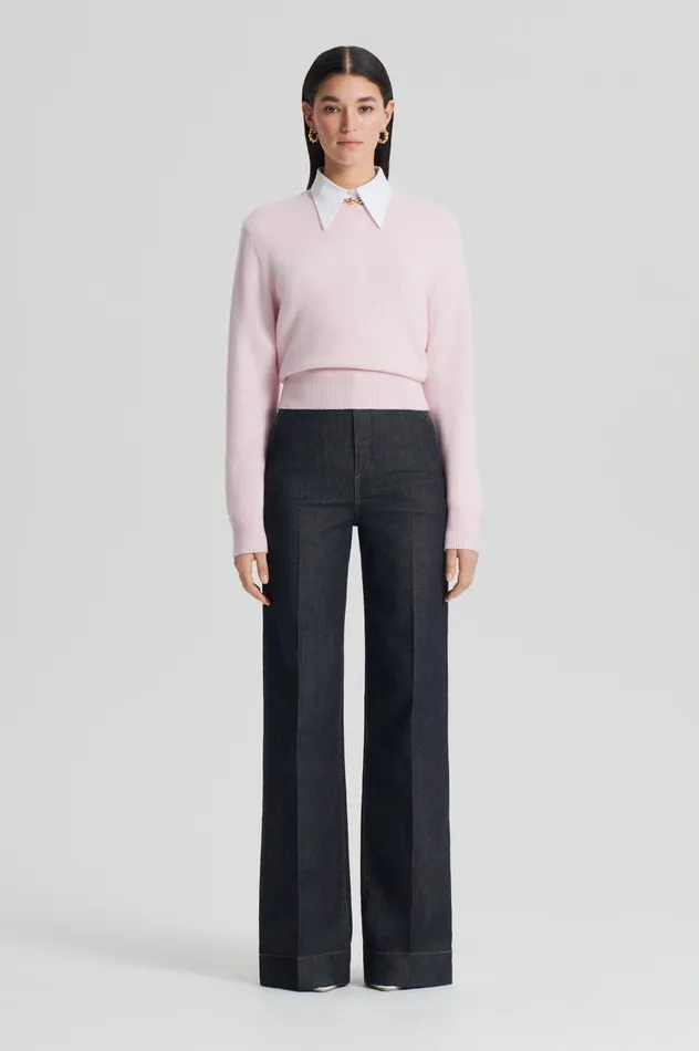 Knitwear Women Scanlan Theodore CASHMERE CREW SWEATER PALEPINK