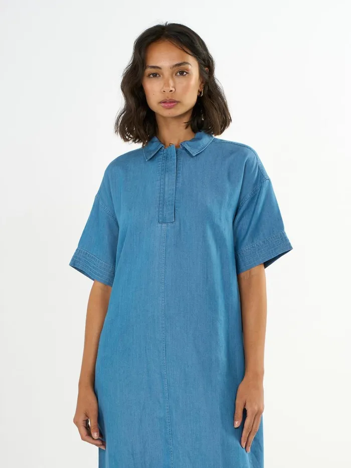 KnowledgeCotton Apparel Dresses And Skirts Ashape Denim Tencel Dress Vintage Indigo 8211 Women