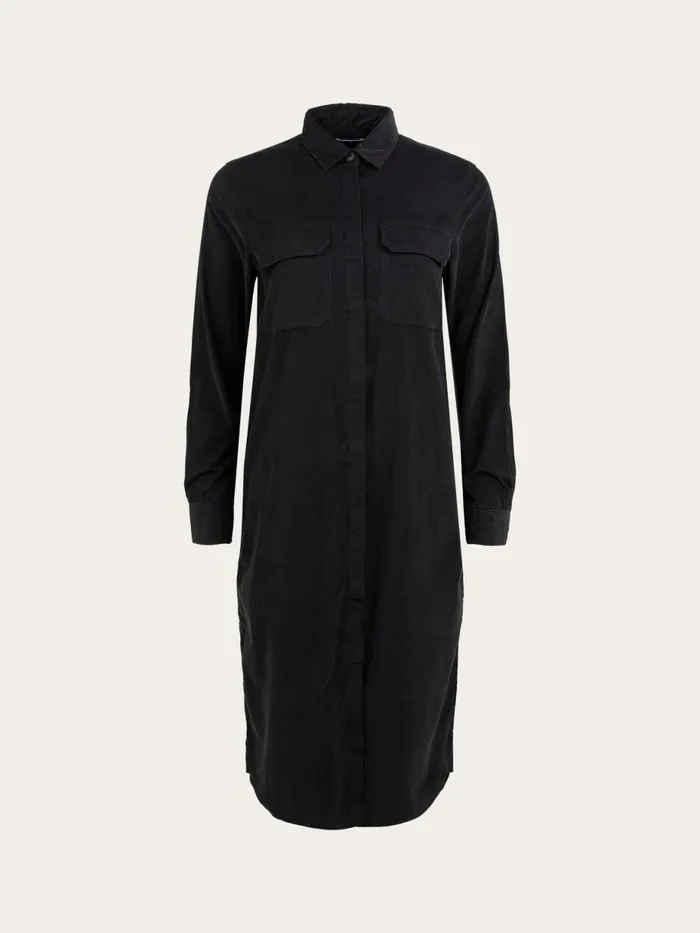KnowledgeCotton Apparel Dresses And Skirts Corduroy Shirt Dress Black Jet 8211 Women