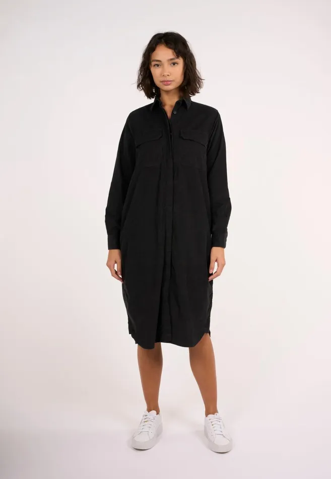 KnowledgeCotton Apparel Dresses And Skirts Corduroy Shirt Dress Black Jet 8211 Women