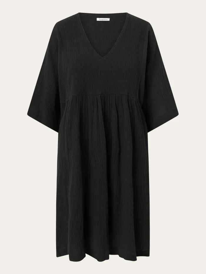 KnowledgeCotton Apparel Dresses And Skirts Cotton Crepe Ashape Dress Black Jet 8211 Women KnowledgeCotton Apparel Dresses And Skirts Cotton Crepe Ashape Dress Black Jet 8211 Women
