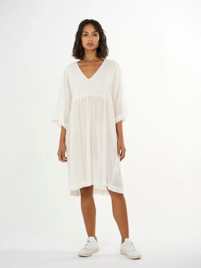 KnowledgeCotton Apparel Dresses And Skirts Cotton Crepe Ashape Dress Snow White 8211 Women
