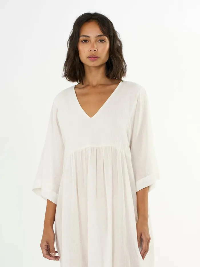 KnowledgeCotton Apparel Dresses And Skirts Cotton Crepe Ashape Dress Snow White 8211 Women