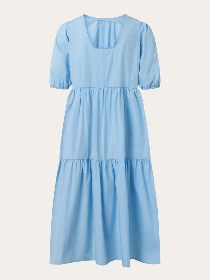 KnowledgeCotton Apparel Dresses And Skirts Puff Sleeve Poplin Dress Airy Blue 8211 Women KnowledgeCotton Apparel Dresses And Skirts Puff Sleeve Poplin Dress Airy Blue 8211 Women