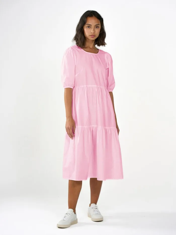 KnowledgeCotton Apparel Dresses And Skirts Puff Sleeve Poplin Dress Parfait Pink 8211 Women KnowledgeCotton Apparel Dresses And Skirts Puff Sleeve Poplin Dress Parfait Pink 8211 Women