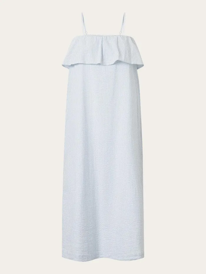 KnowledgeCotton Apparel Dresses And Skirts Seersucker Strap Maxi Dress Blue Fog 8211 Women KnowledgeCotton Apparel Dresses And Skirts Seersucker Strap Maxi Dress Blue Fog 8211 Women