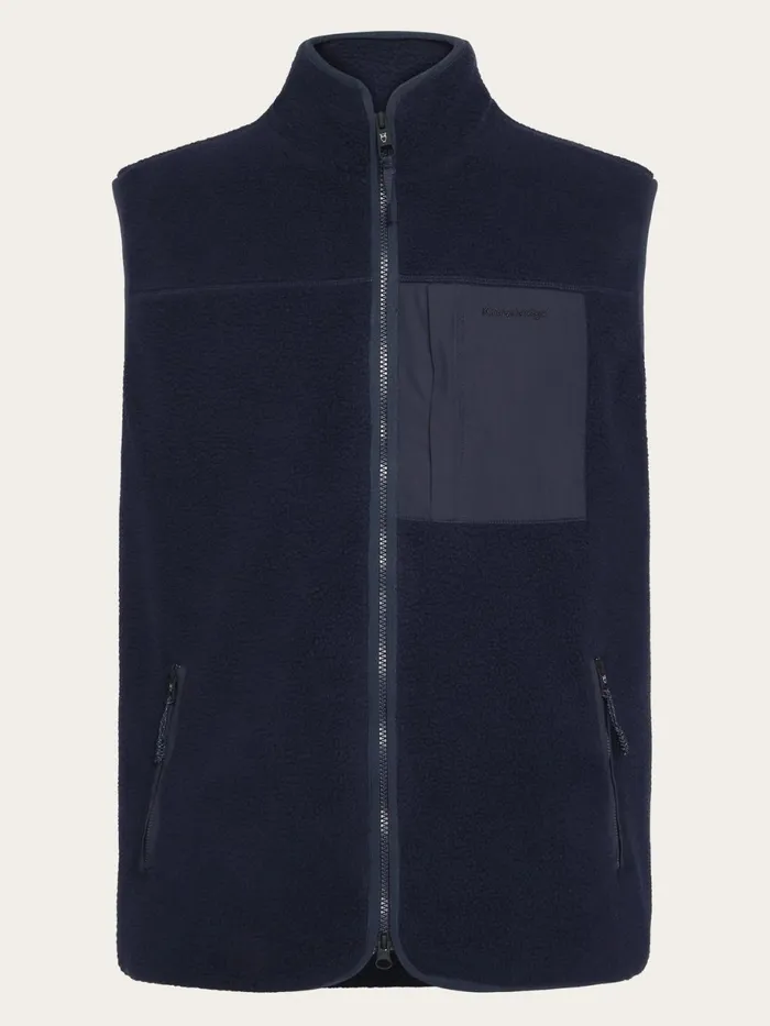 KnowledgeCotton Apparel Fleece Loose Fit Zip Fleece Vest GRSVegan Night Sky 8211 Men KnowledgeCotton Apparel Fleece Loose Fit Zip Fleece Vest GRSVegan Night Sky 8211 Men