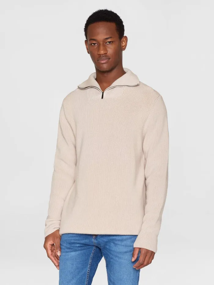 KnowledgeCotton Apparel Knits 12 Neck Zip Merino Wool Rib Knit Kelp 8211 Men KnowledgeCotton Apparel Knits 12 Neck Zip Merino Wool Rib Knit Kelp 8211 Men