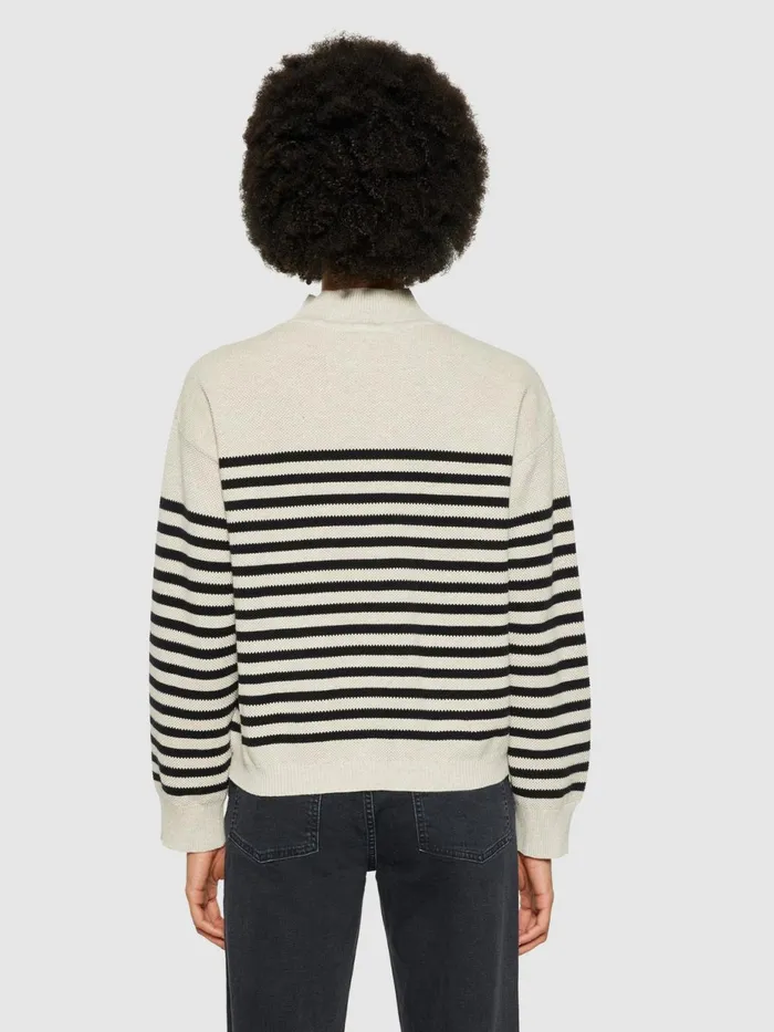 KnowledgeCotton Apparel Knits Cotton Micro Bubble Stripe Crew Neck Regenerative Organic Certified 8211 Women