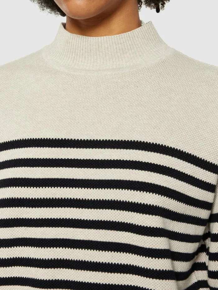 KnowledgeCotton Apparel Knits Cotton Micro Bubble Stripe Crew Neck Regenerative Organic Certified 8211 Women