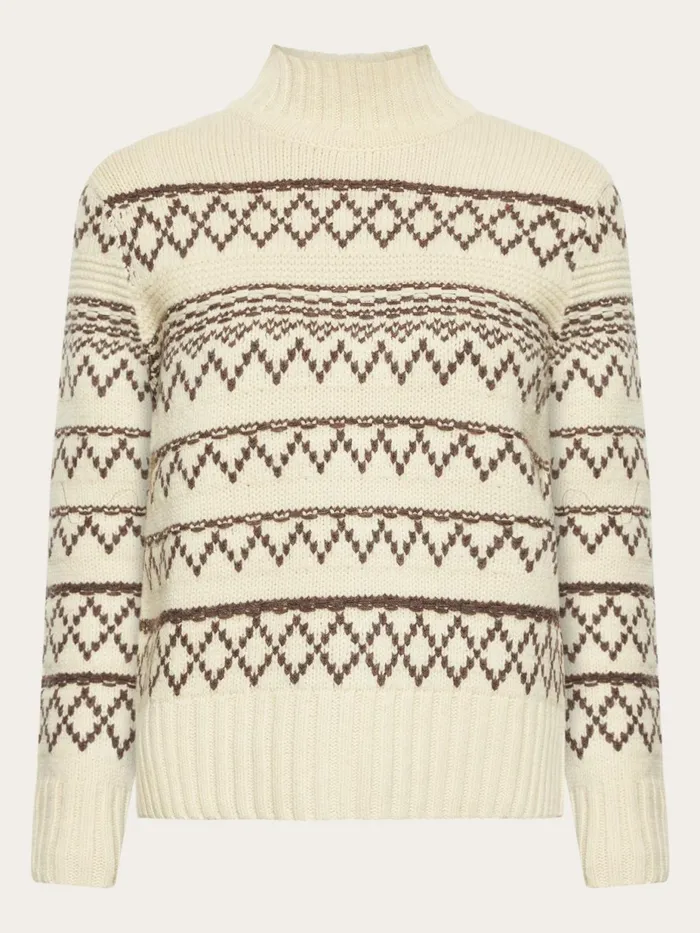 KnowledgeCotton Apparel Knits Lambswool Pattern High Neck Rws 8211 Women
