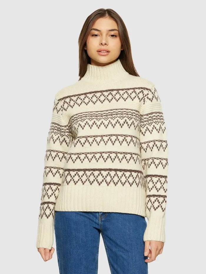 KnowledgeCotton Apparel Knits Lambswool Pattern High Neck Rws 8211 Women KnowledgeCotton Apparel Knits Lambswool Pattern High Neck Rws 8211 Women