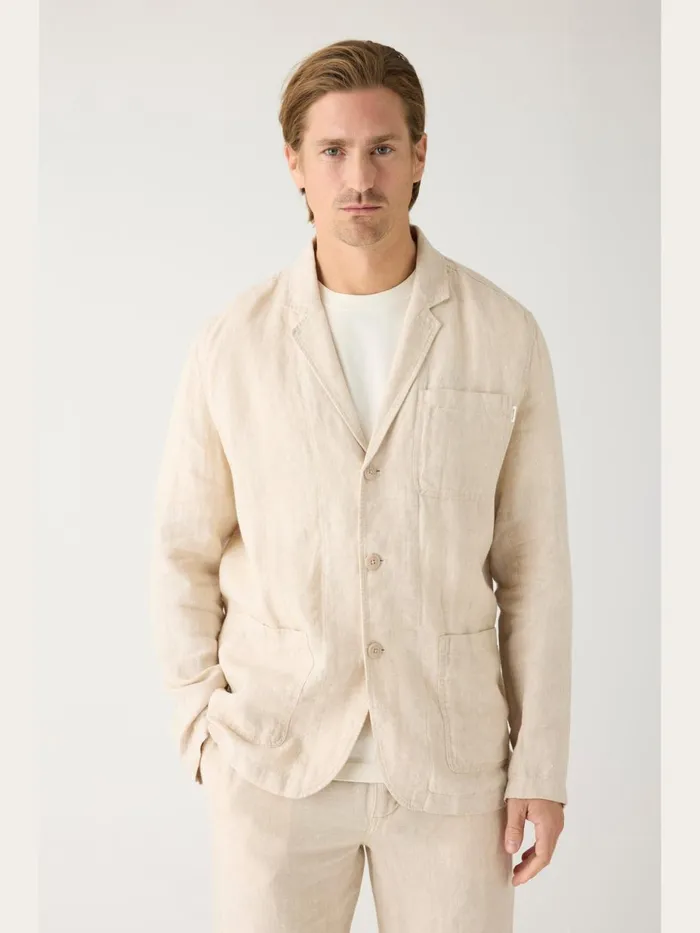 KnowledgeCotton Apparel Overshirts Organic Linen Blazer GOTSVegan Yarndyed 8211 Men KnowledgeCotton Apparel Overshirts Organic Linen Blazer GOTSVegan Yarndyed 8211 Men