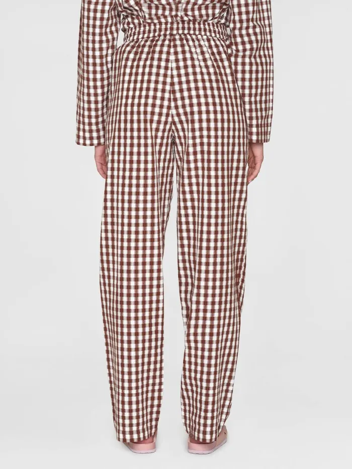 KnowledgeCotton Apparel Pants CHLOE Barrel Highrise Seersucker Checkered Elastic Waistband Pants Gotsvegan 8211 Women KnowledgeCotton Apparel Pants CHLOE Barrel Highrise Seersucker Checkered Elastic Waistband Pants Gotsvegan 8211 Women