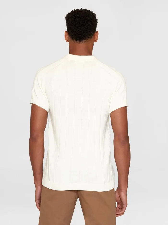 KnowledgeCotton Apparel Polo Shirts Regular Short Sleeved Striped Knitted Polo Gotsvegan 8211 Men
