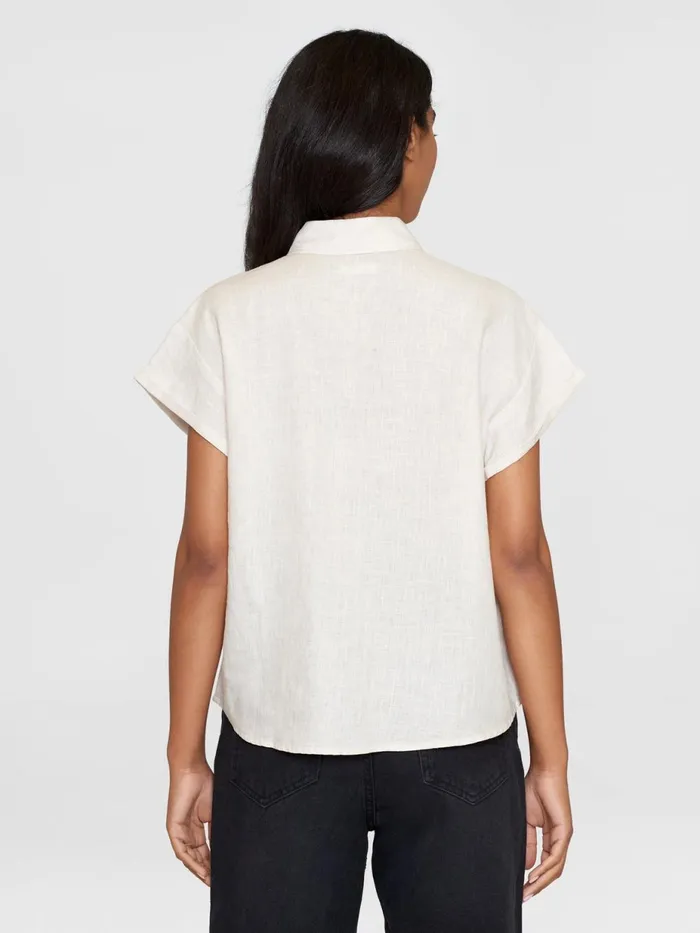 KnowledgeCotton Apparel Shirts ASTER Fold Up Short Sleeve Linen Shirt Light Feather Gray 8211 Women KnowledgeCotton Apparel Shirts ASTER Fold Up Short Sleeve Linen Shirt Light Feather Gray 8211 Women
