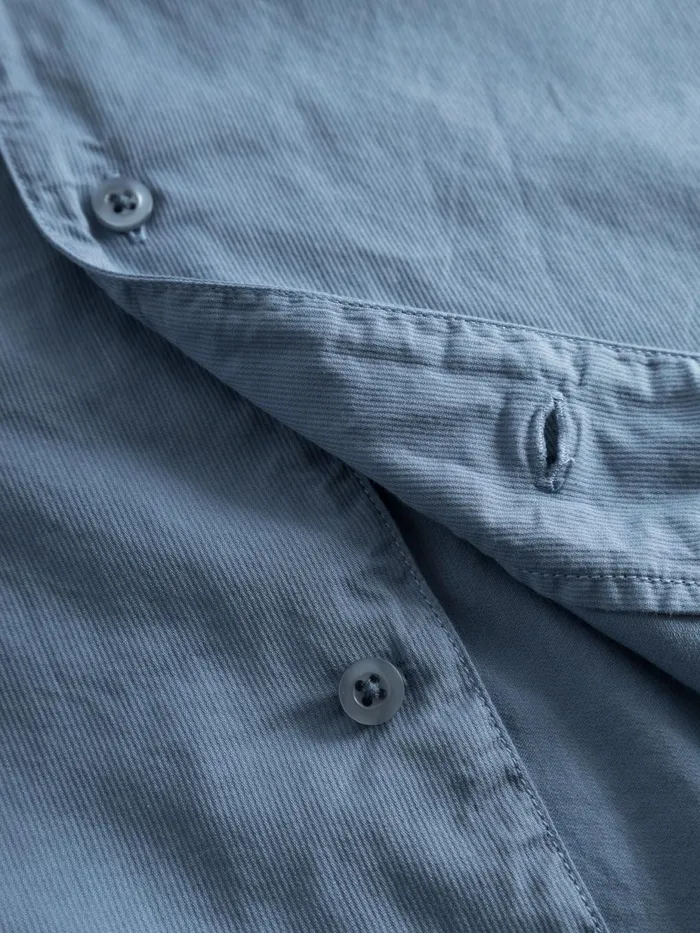 KnowledgeCotton Apparel Shirts Boxed Fit Cord Look Short Sleeve Shirt Asley Blue 8211 Men
