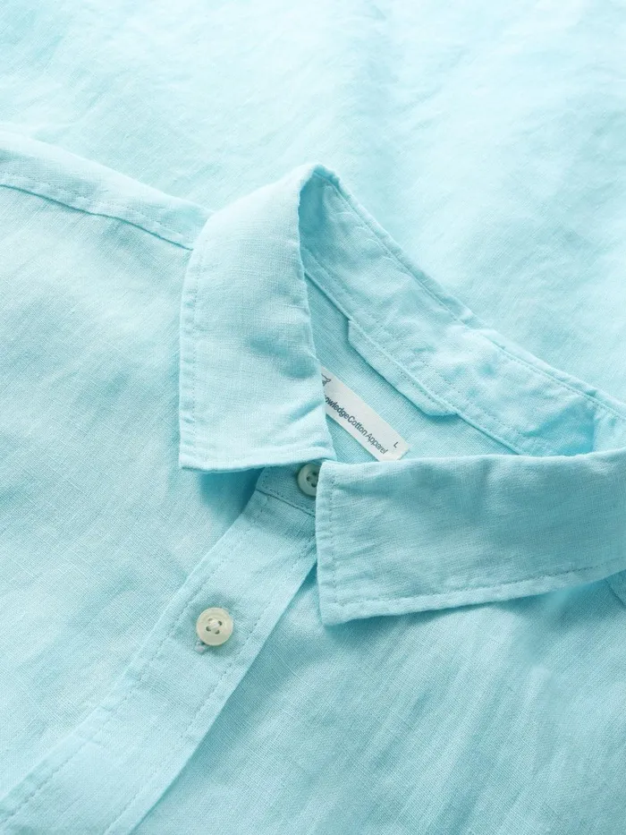KnowledgeCotton Apparel Shirts Custom Fit Linen Shirt Aquaesque 8211 Men KnowledgeCotton Apparel Shirts Custom Fit Linen Shirt Aquaesque 8211 Men