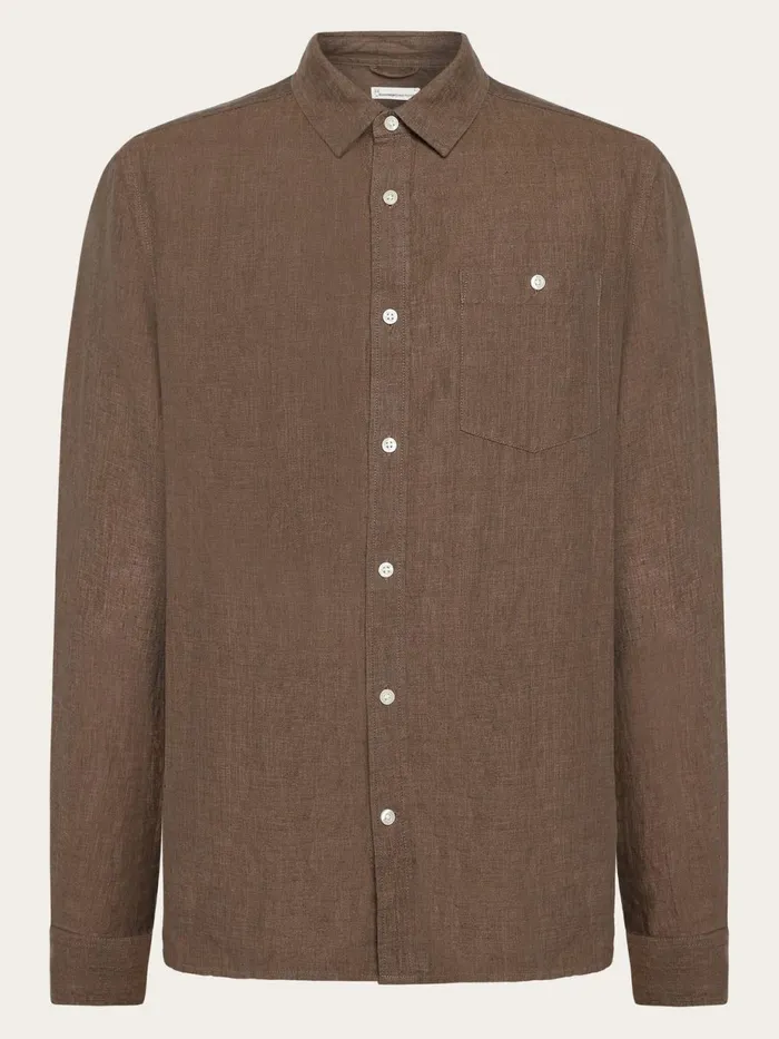 KnowledgeCotton Apparel Shirts Custom Fit Linen Shirt Tuffet 8211 Men