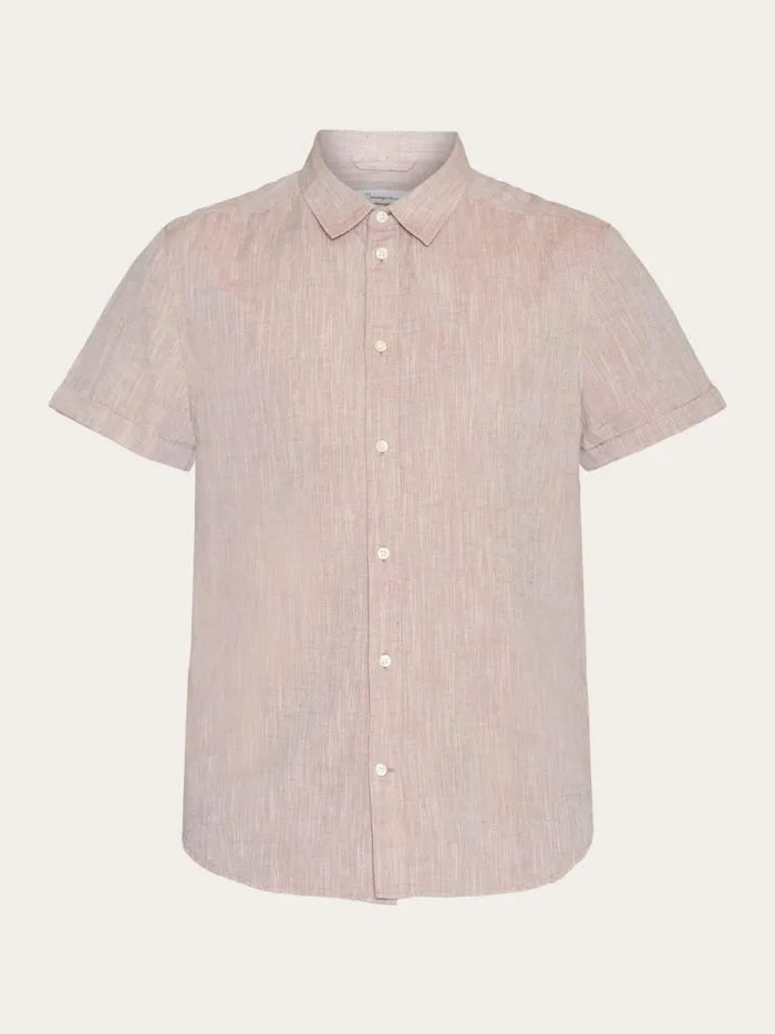 KnowledgeCotton Apparel Shirts Custom Fit Linen Short Sleeve Shirt Chocolate Malt 8211 Men KnowledgeCotton Apparel Shirts Custom Fit Linen Short Sleeve Shirt Chocolate Malt 8211 Men