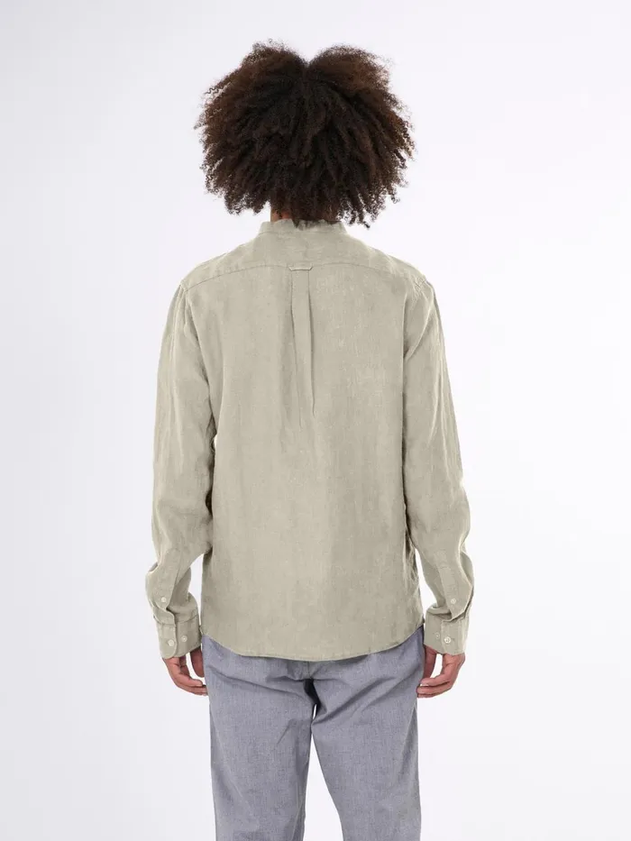 KnowledgeCotton Apparel Shirts Custom Fit Linen Stand Collar Shirt Light Feather Gray 8211 Men KnowledgeCotton Apparel Shirts Custom Fit Linen Stand Collar Shirt Light Feather Gray 8211 Men