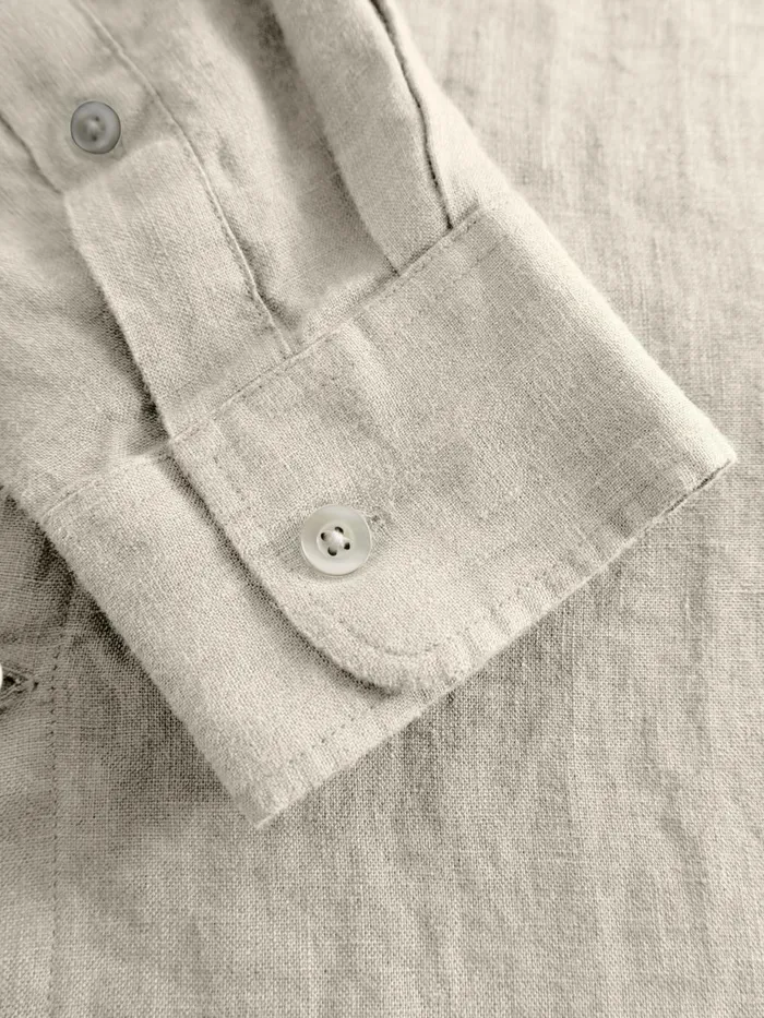 KnowledgeCotton Apparel Shirts Custom Fit Linen Stand Collar Shirt Light Feather Gray 8211 Men KnowledgeCotton Apparel Shirts Custom Fit Linen Stand Collar Shirt Light Feather Gray 8211 Men
