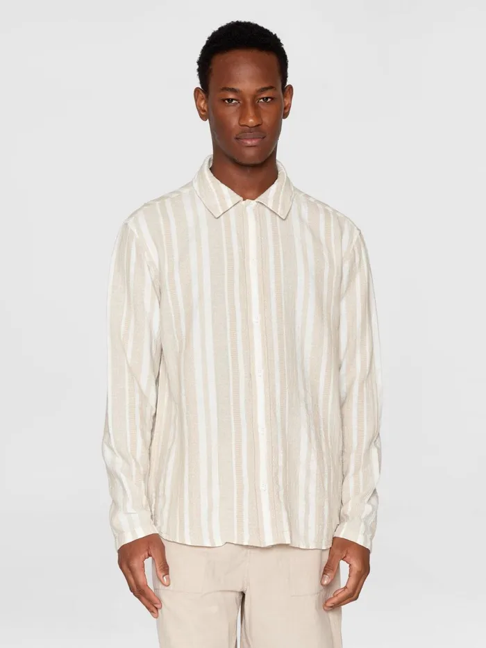 KnowledgeCotton Apparel Shirts Loose Jacquard Woven Striped Shirt Gotsvegan 8211 Men KnowledgeCotton Apparel Shirts Loose Jacquard Woven Striped Shirt Gotsvegan 8211 Men