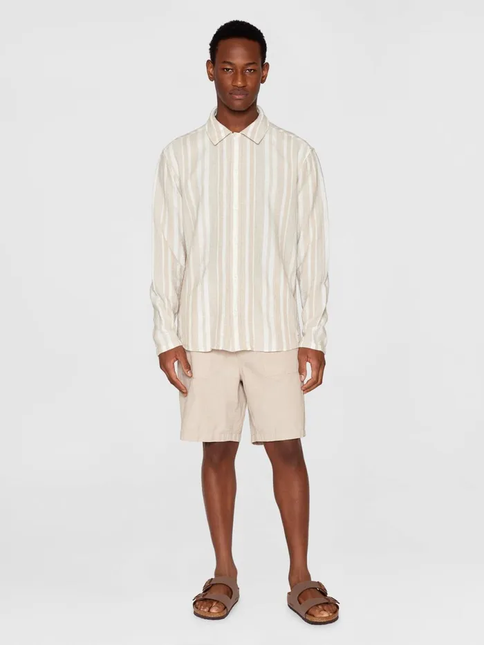 KnowledgeCotton Apparel Shirts Loose Jacquard Woven Striped Shirt Gotsvegan 8211 Men KnowledgeCotton Apparel Shirts Loose Jacquard Woven Striped Shirt Gotsvegan 8211 Men