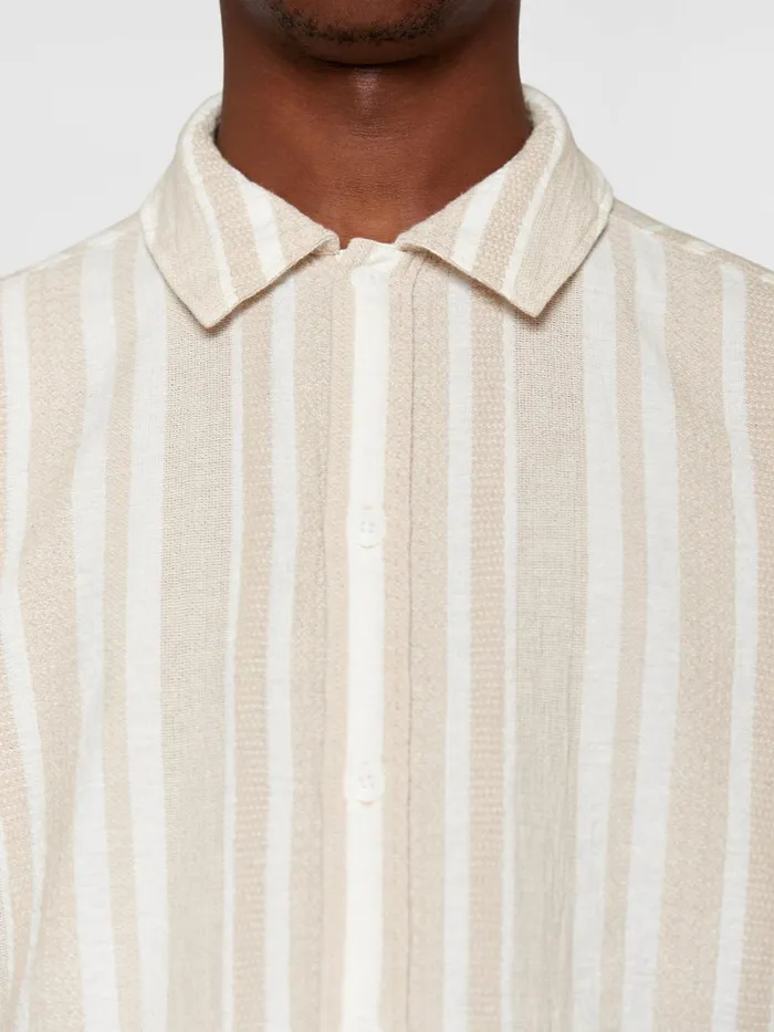 KnowledgeCotton Apparel Shirts Loose Jacquard Woven Striped Shirt Gotsvegan 8211 Men KnowledgeCotton Apparel Shirts Loose Jacquard Woven Striped Shirt Gotsvegan 8211 Men