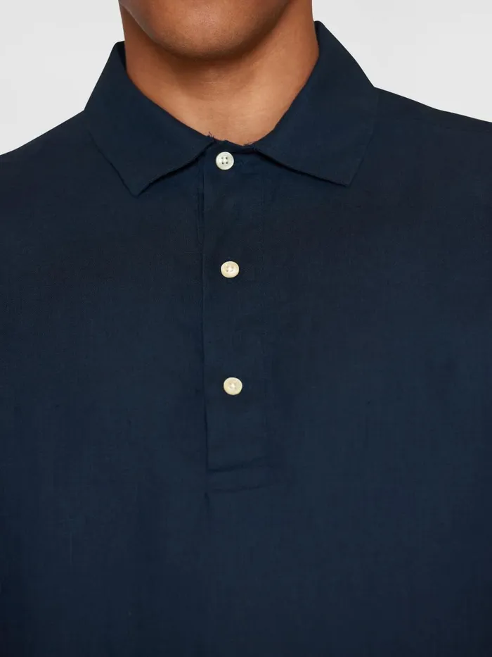KnowledgeCotton Apparel Shirts Loose Linen Polo Shirt Gotsvegan 8211 Men KnowledgeCotton Apparel Shirts Loose Linen Polo Shirt Gotsvegan 8211 Men