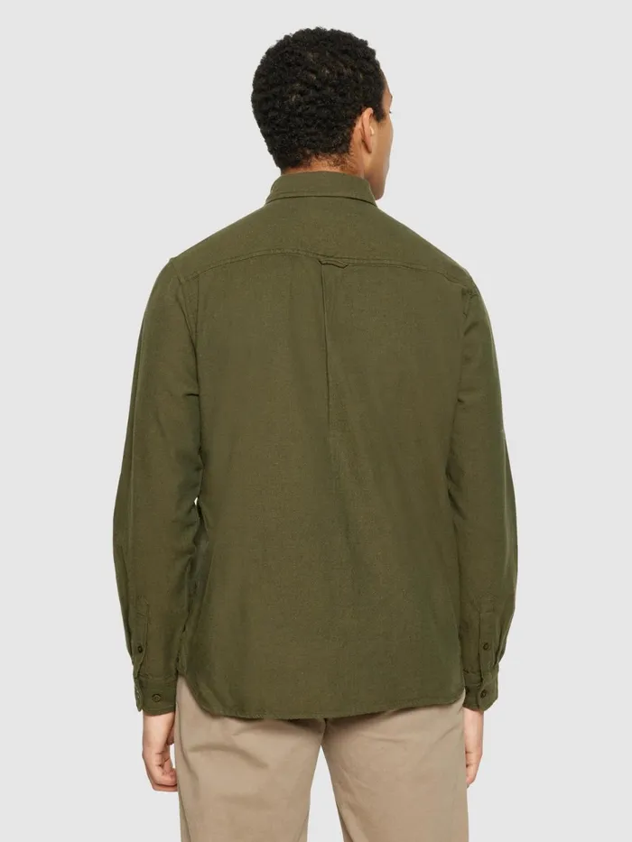 KnowledgeCotton Apparel Shirts Organic Cotton Flannel Shirt GOTS Forrest Night 8211 Men