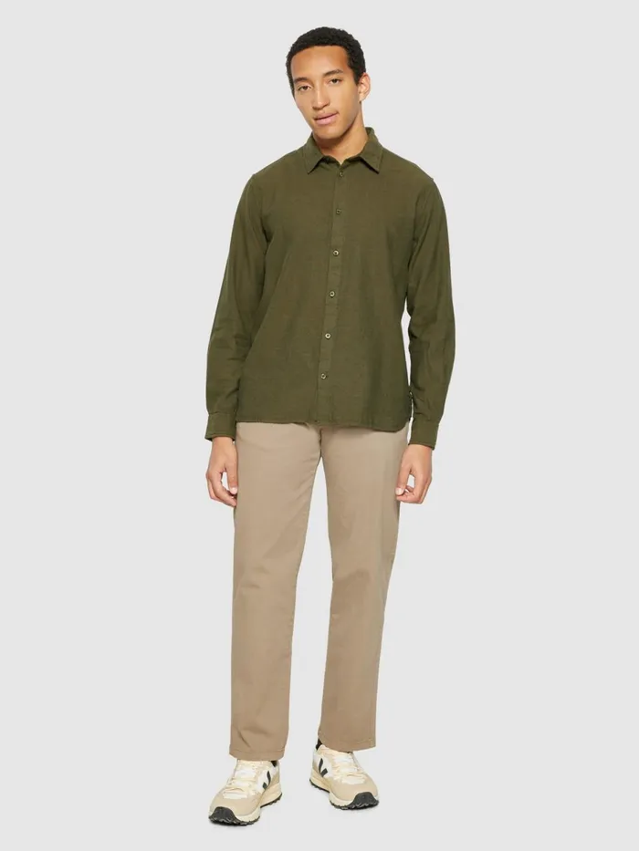 KnowledgeCotton Apparel Shirts Organic Cotton Flannel Shirt GOTS Forrest Night 8211 Men