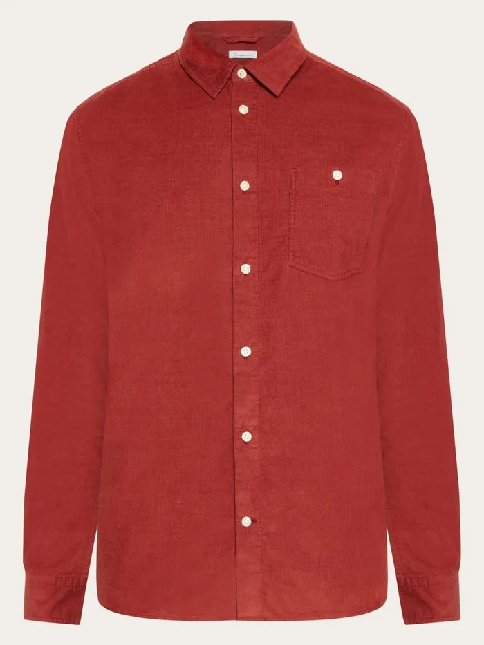 KnowledgeCotton Apparel Shirts Regular Fit Corduroy Shirt Fired Brick 8211 Men KnowledgeCotton Apparel Shirts Regular Fit Corduroy Shirt Fired Brick 8211 Men