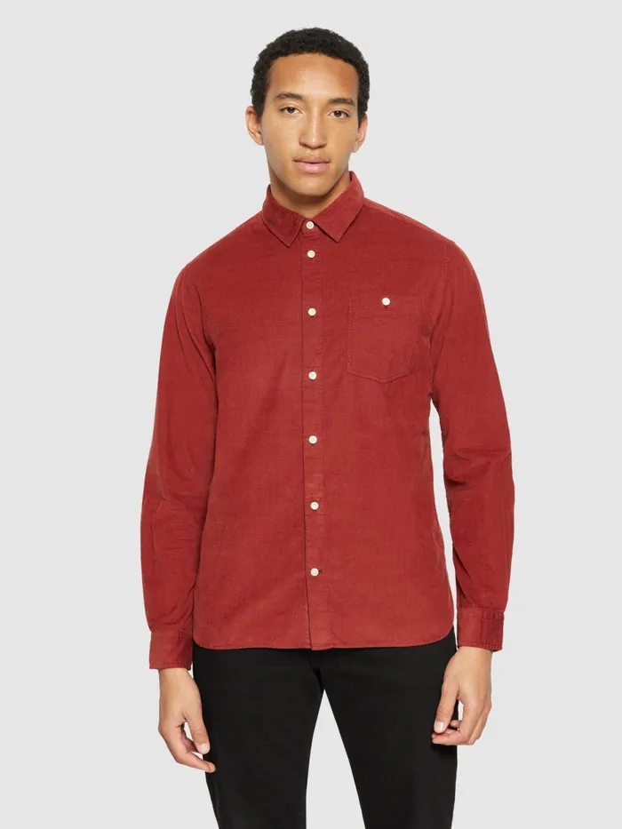KnowledgeCotton Apparel Shirts Regular Fit Corduroy Shirt Fired Brick 8211 Men KnowledgeCotton Apparel Shirts Regular Fit Corduroy Shirt Fired Brick 8211 Men