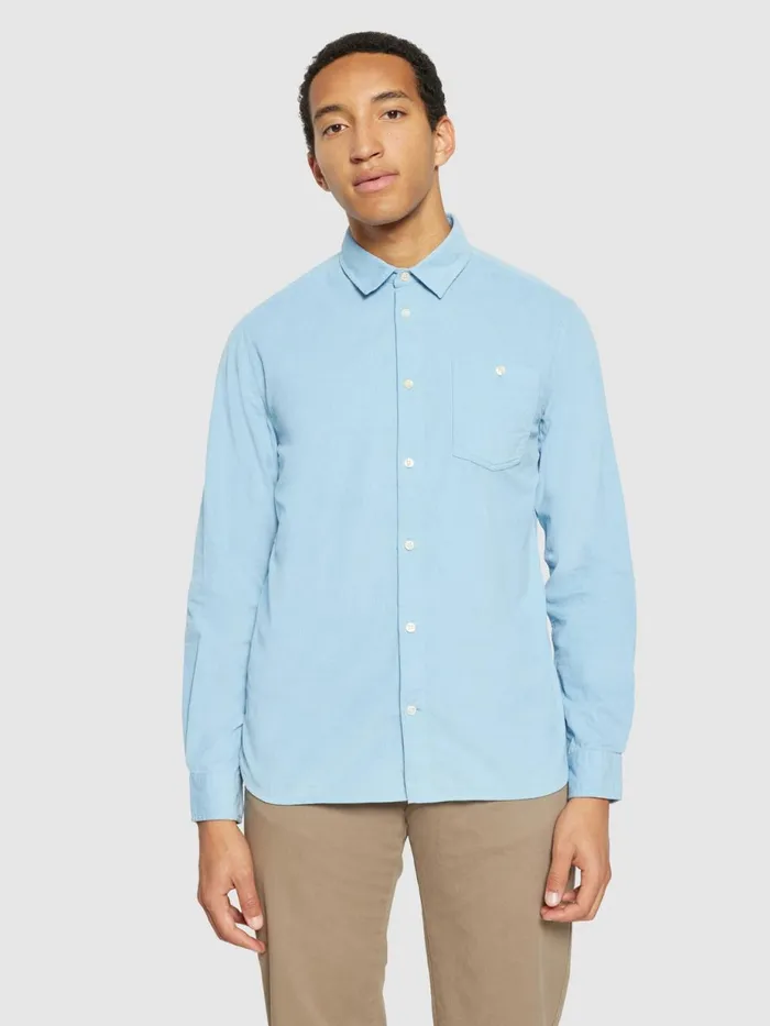 KnowledgeCotton Apparel Shirts Regular Fit Corduroy Shirt Glacier Lake 8211 Men KnowledgeCotton Apparel Shirts Regular Fit Corduroy Shirt Glacier Lake 8211 Men
