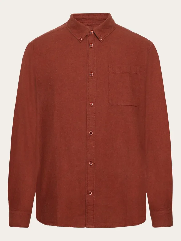 KnowledgeCotton Apparel Shirts Regular Fit Melang Flannel Shirt Fired Brick 8211 Men KnowledgeCotton Apparel Shirts Regular Fit Melang Flannel Shirt Fired Brick 8211 Men